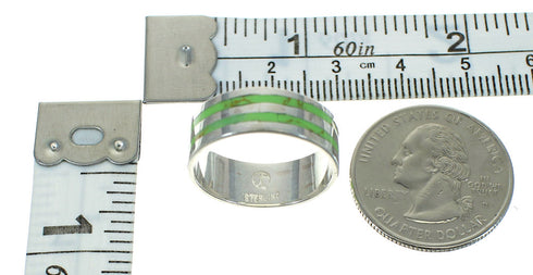 Gaspeite Southwest Silver Jewelry Ring Size 6 AX73509